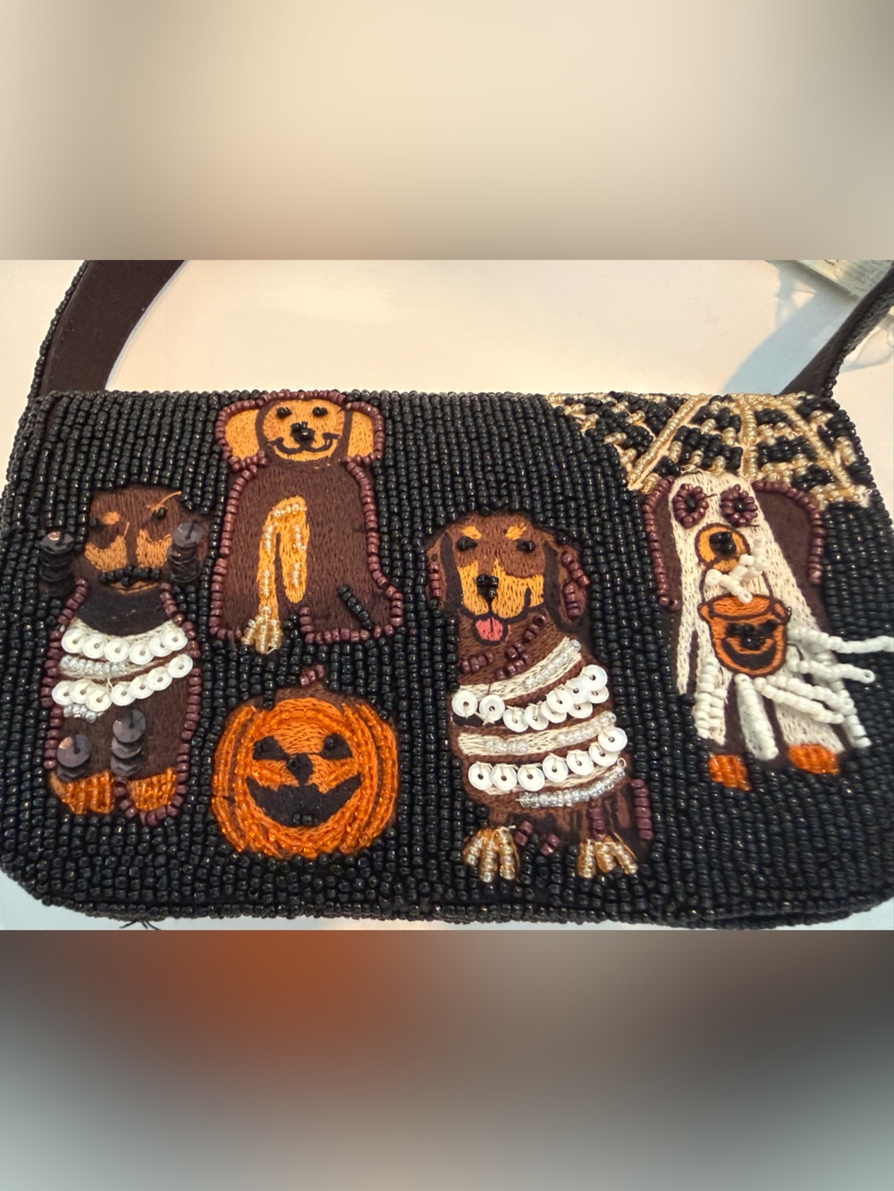 * NEW RELEASE VIRAL Beaded Black Halloween Puppies Bag